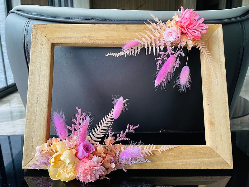 Romantic Live Preserved Flower Photo Frame - Dried Flowers & Bouquets - Plants & Flowers Pink