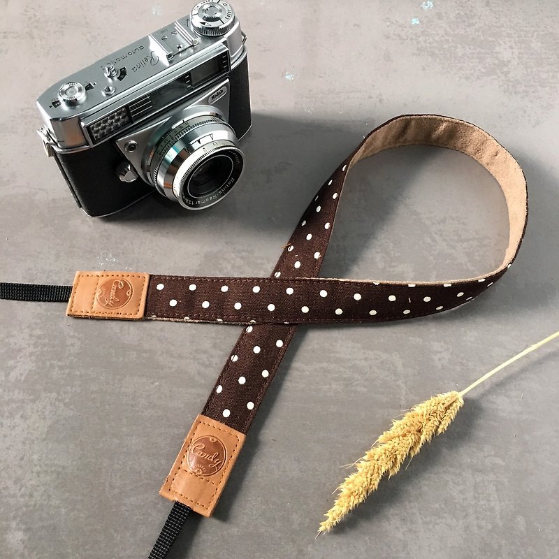 Brown Polkadot Mirrorless camera Strap - Cameras - Cotton & Hemp Brown
