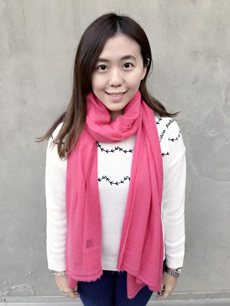 未熟Kashimierカシミア手のスカーフ100％カシミア/パシュミナ（ピンク） - スカーフ - ウール ピンク
