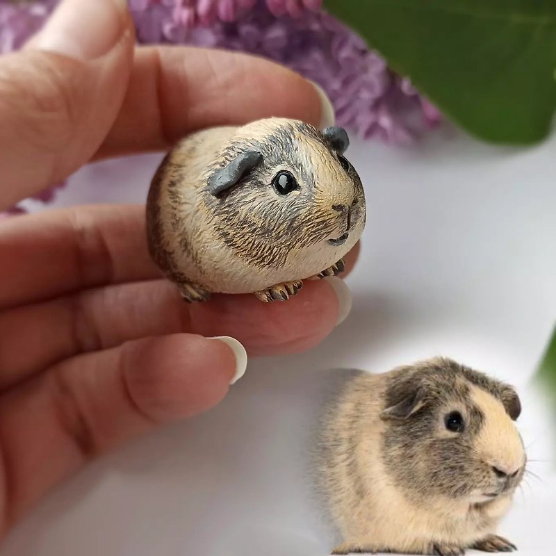 畫像 訂做 客製化 天竺鼠 可愛 Custom guinea pig pet portrait from photo is beautiful gift toy - Other - Plastic 