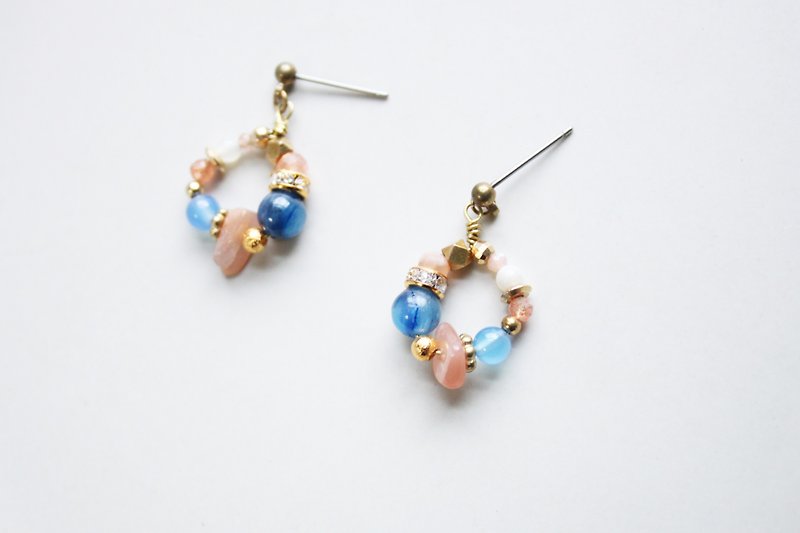 小花園 藍莓 - 耳環 耳針 耳夾 - 耳環/耳夾 - 石頭 藍色