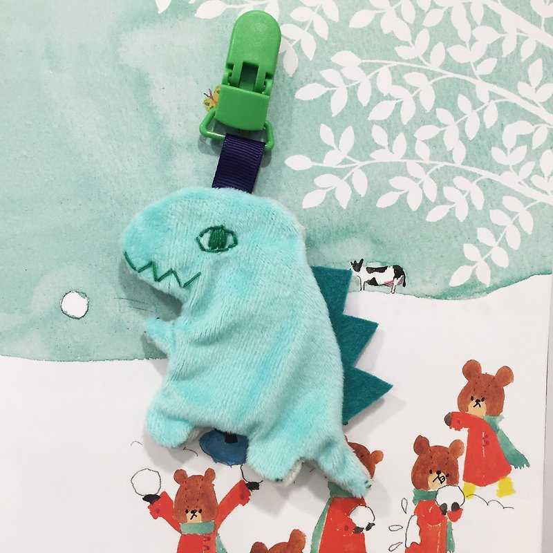 Hand-made safe talisman bag / lucky bag small dinosaur + embroidered characters - Other - Cotton & Hemp 