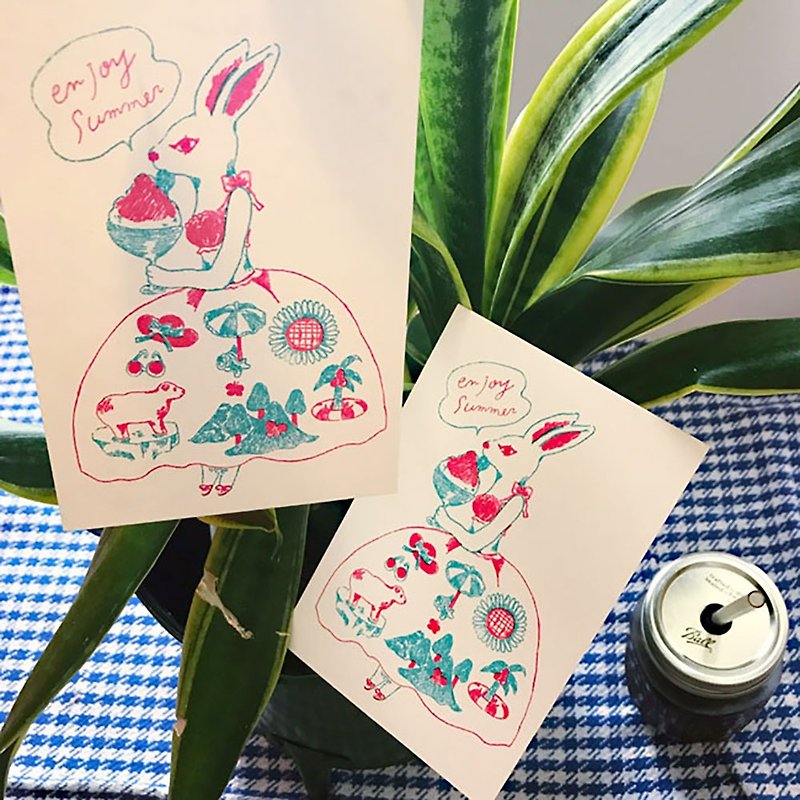 Postcards Enjoy the summer rabbit - Cards & Postcards - Paper Blue