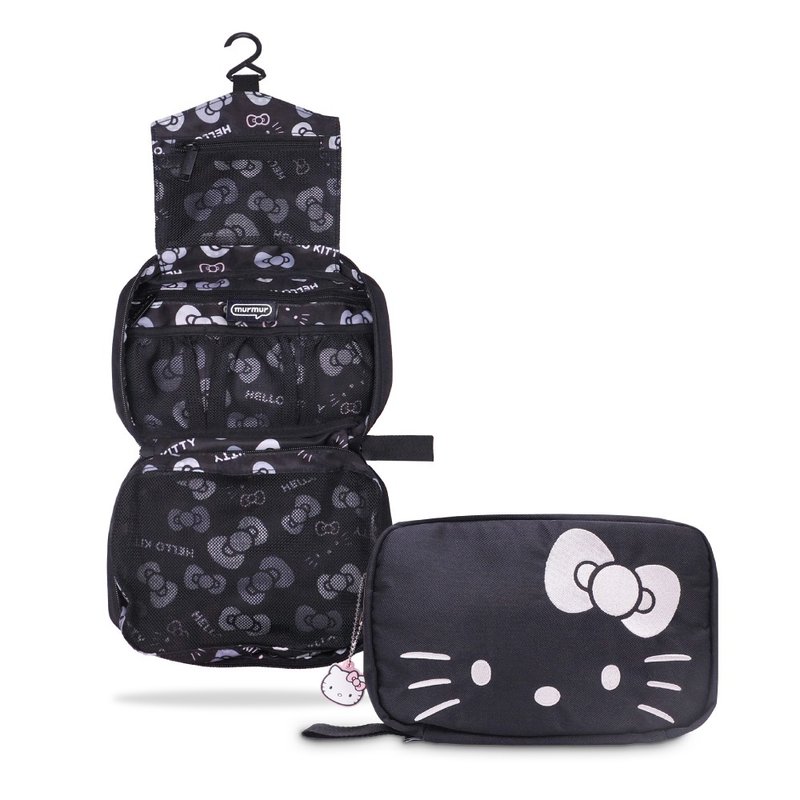 murmur 網狀三摺盥洗包 | hello kitty (低調黑) - 化妝包/收納袋 - 聚酯纖維 