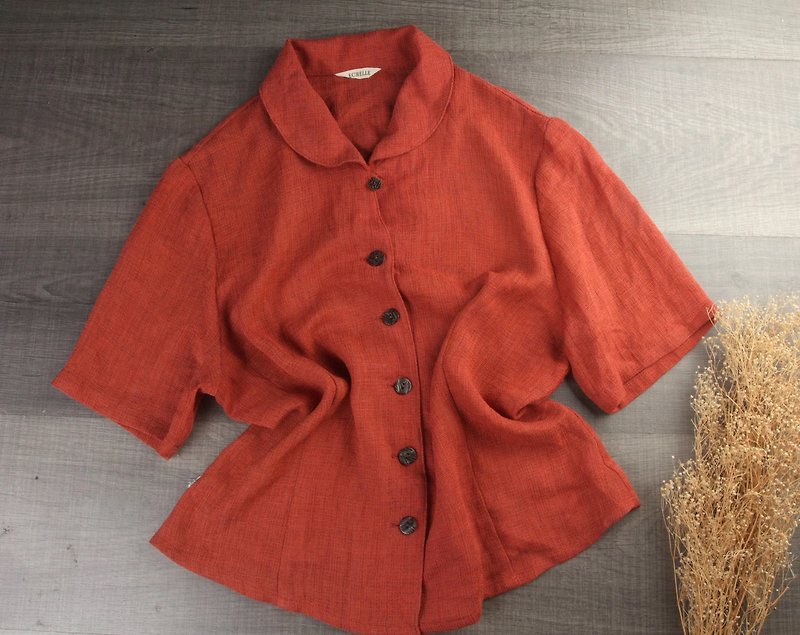 L  | Beautiful Vintage orange blouse | Women vintage style | Women's wearing - Women's Shirts - Other Materials Orange