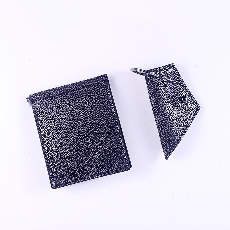 【22%Off Goody Bag】- Leather Note Clip + Key Holder - Wallets - Genuine Leather Black