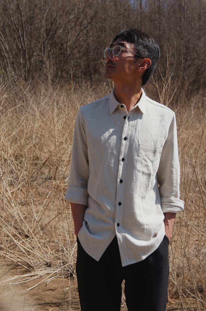 Hemp basic men's shirt - Men's Shirts - Cotton & Hemp White