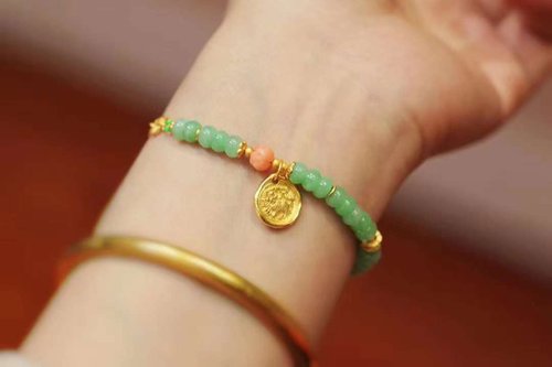 Angel's tears 天使之淚 Jewelry Design 天然原礦A貨玉 緬甸 果綠色翡翠古法銀麒麟幣設計手串手鍊f