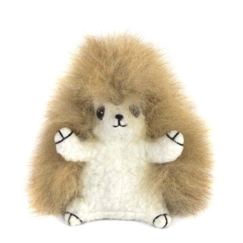 Fluffy hedgehog raising his hand - Stuffed Dolls & Figurines - Eco-Friendly Materials Multicolor