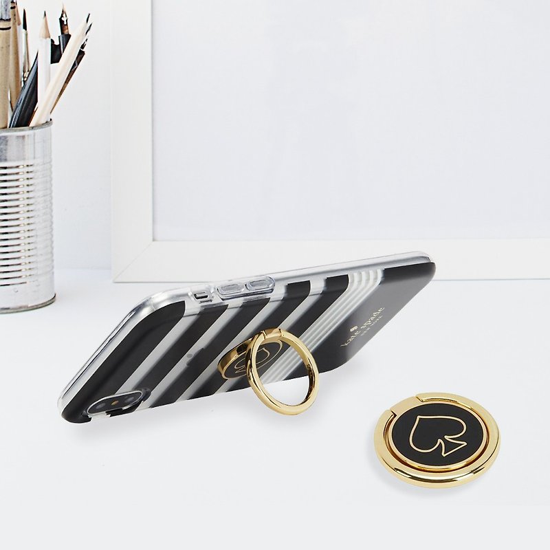 [kate spade] classic spade logo boutique mobile phone ring - crystal black - อุปกรณ์เสริมอื่น ๆ - โลหะ สีดำ