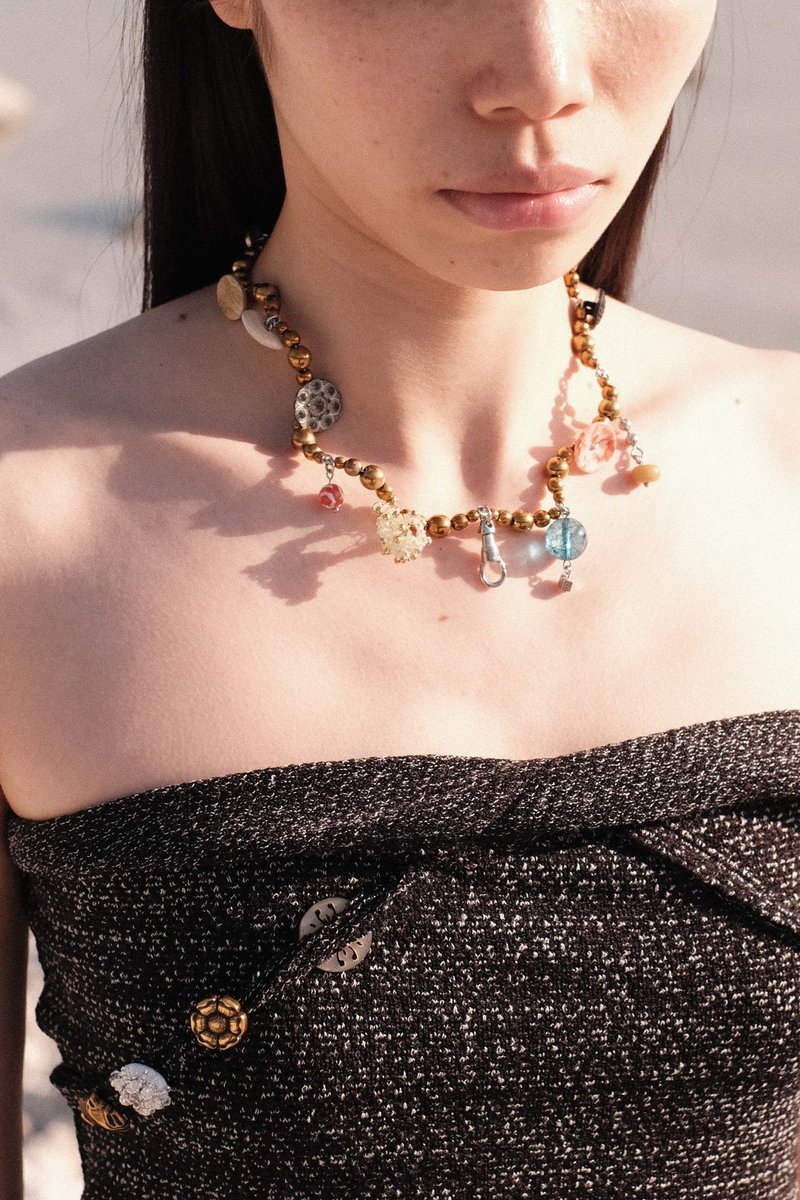 Migratory Multi-element Beaded Necklace - สร้อยคอ - วัสดุอื่นๆ สีทอง