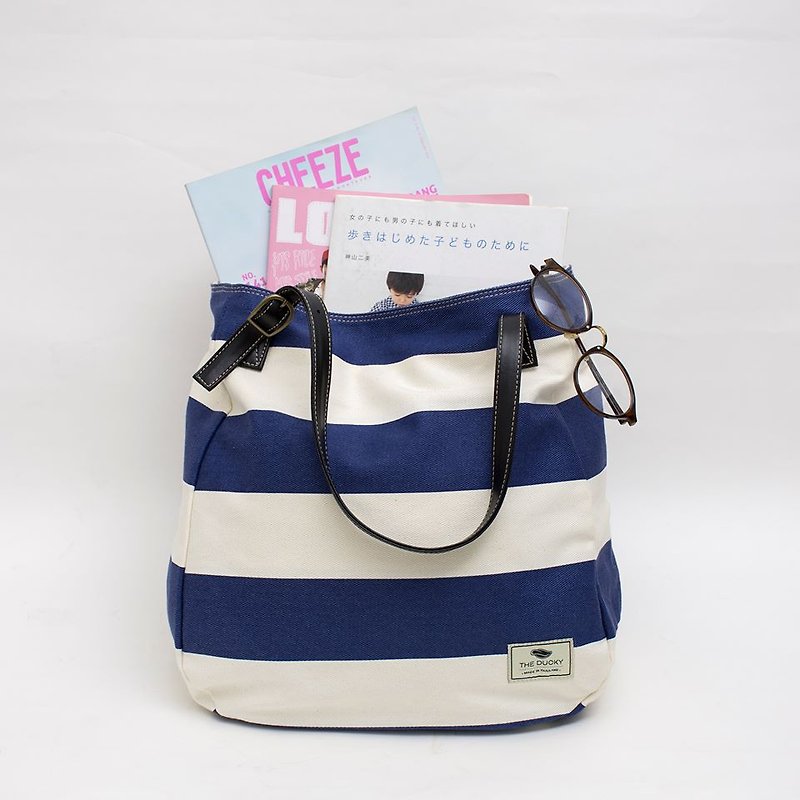 sack tote - stripes - กระเป๋าคลัทช์ - ผ้าฝ้าย/ผ้าลินิน หลากหลายสี