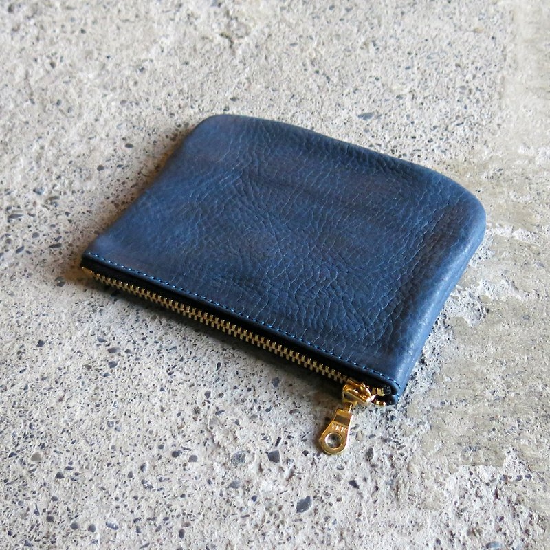 Thin leather ticket card holder-blue vegetable tanned cowhide change and cards are all packed in [LBT Pro] - กระเป๋าใส่เหรียญ - หนังแท้ สีน้ำเงิน