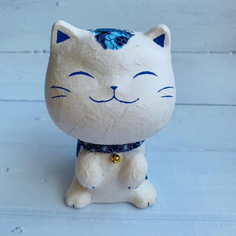 幸福多良福貓-小-和紙藍色貓 - 公仔模型 - 紙 