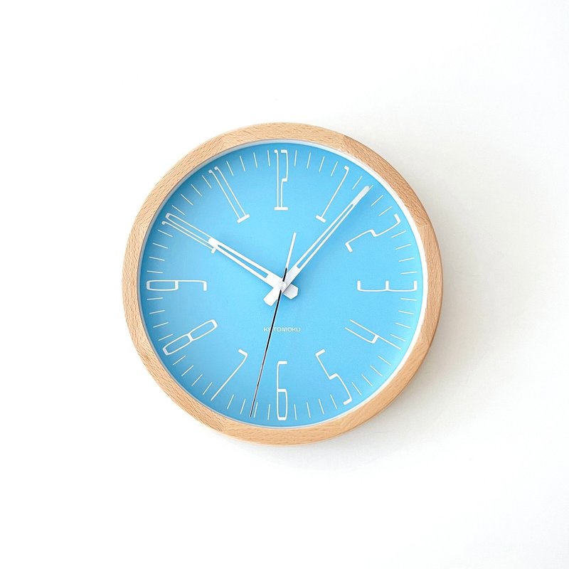 KATOMOKU muku clock 21 light blue (km-141LB) wall clock  made in Japan - นาฬิกา - ไม้ สีน้ำเงิน