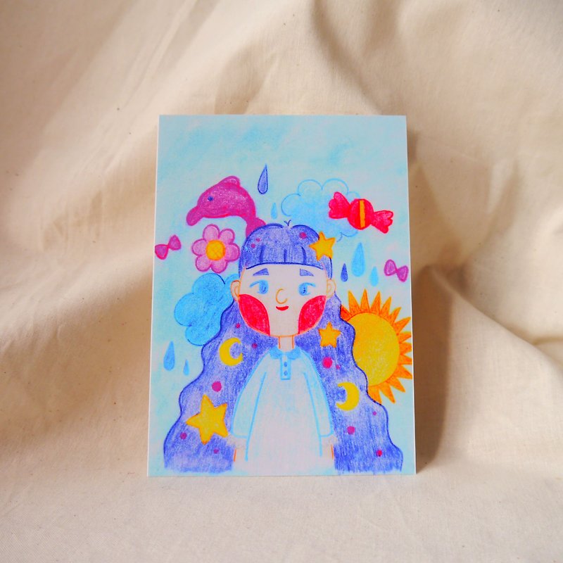 Favorite Blue | Illustration Postcard - การ์ด/โปสการ์ด - กระดาษ สีน้ำเงิน