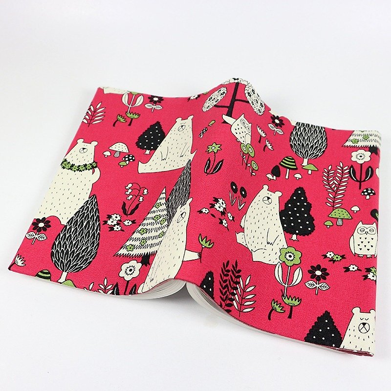 Mom's manual cloth book cloth cloth clothing - Forest Bear (pink) - Notebooks & Journals - Cotton & Hemp Pink