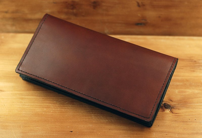 [SOLD OUT] brown waxy leather cowhide long clip - Wallets - Genuine Leather Brown