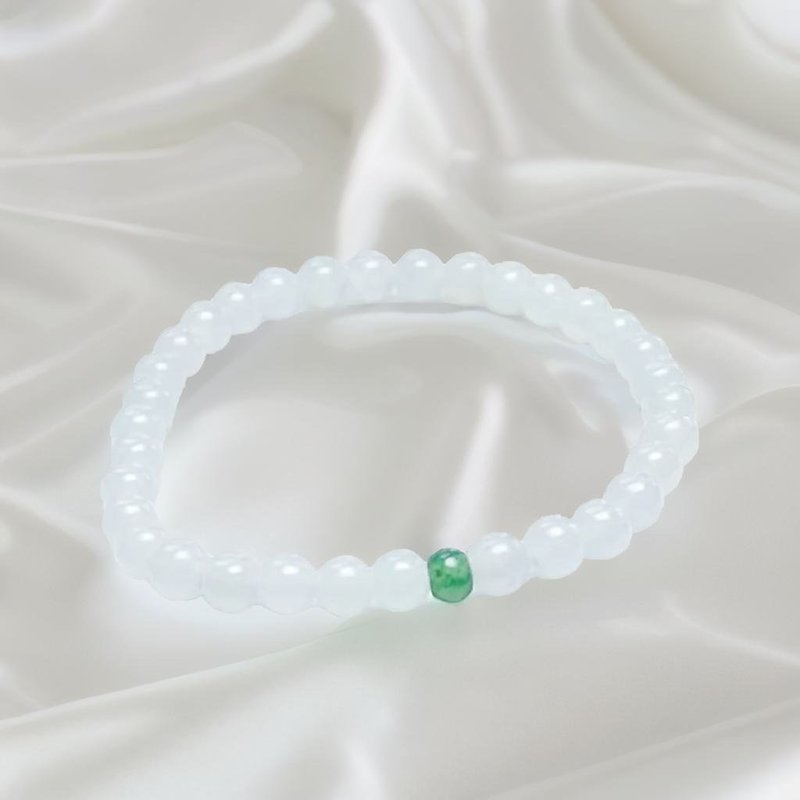 Ice white jadeite hand beads | Natural Burmese jade A grade jadeite | Gifts - สร้อยข้อมือ - หยก ขาว