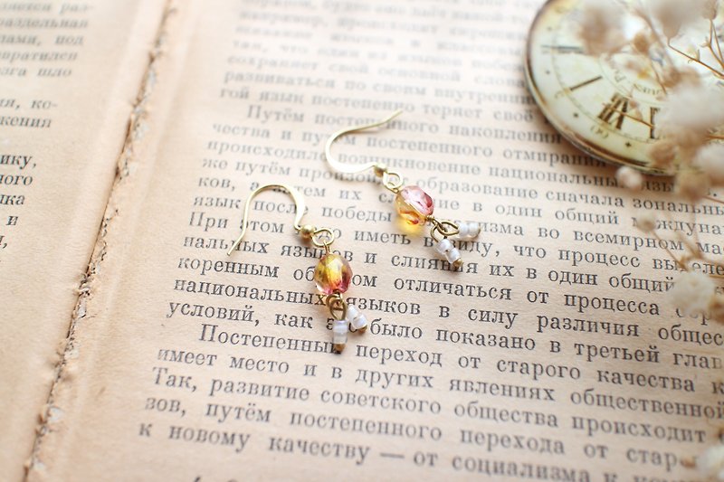 Fruit candy-Colorful beads brass earrings - ต่างหู - โลหะ 