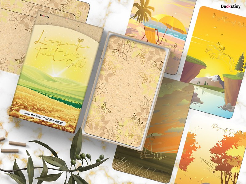 Linescape Tarot Evolution GOLD、狭い線と広い風景 by Deckstiny - カード・はがき - 紙 ゴールド