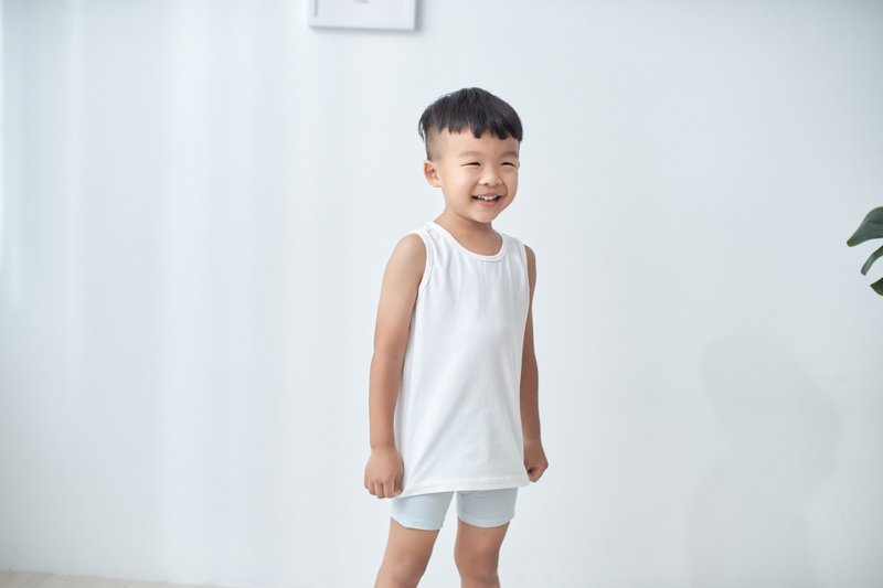 兒子的超彈性坦克背心純白色 - 男/女童裝 - 棉．麻 白色