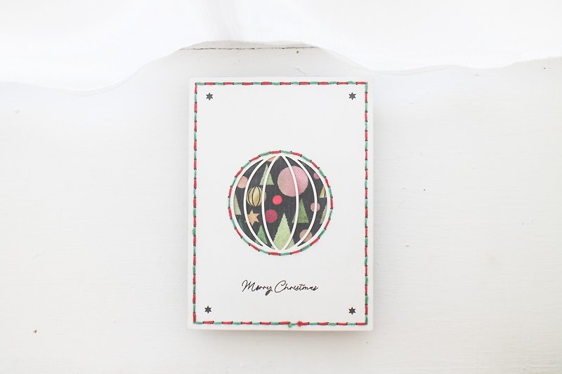 Christmas balls - white version - hand-sewn sandwich card - laser engraving handmade card - Christmas - Cards & Postcards - Paper White