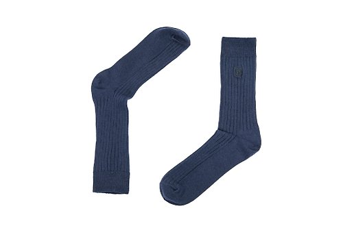 ORINGO 林果良品 多色經典刺繡羅紋紳士襪 沉穩藍
