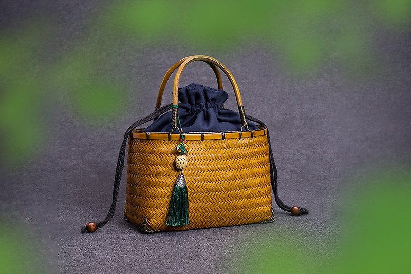 竹編みシリーズ | 新しい中国風の竹編みバッグ | 外出用ティーセット収納 | - トート・ハンドバッグ - 竹製 