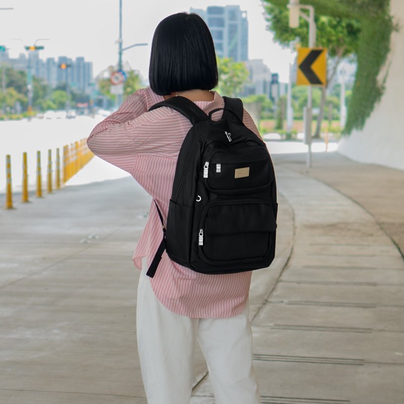 Backpack-Explore and store large-capacity backpack-6604-01-Multiple colors to choose from - กระเป๋าเป้สะพายหลัง - ไนลอน สีดำ