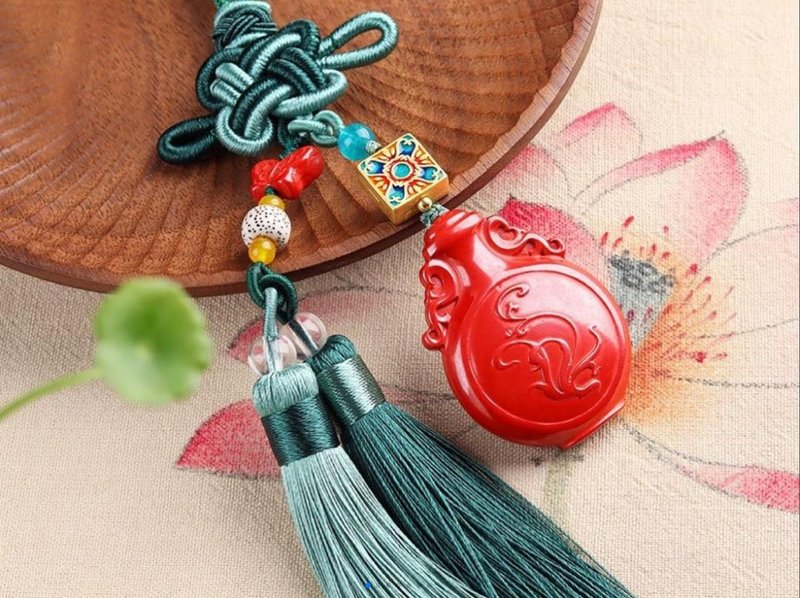 天然原礦硃砂帝王砂 平安富貴 車掛 瓶瓶安安硃砂含量高達95%以上 - 鑰匙圈/鑰匙包 - 寶石 