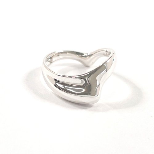 h481 美品　ティファニー　カーブド　ウェーブ　ハート　リング　約7.5号 h481 美品 ティファニー カーブド ウェーブ ハート リング 約7.5号