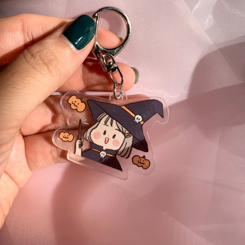 acrylic keyring witch - 鑰匙圈/鑰匙包 - 壓克力 白色