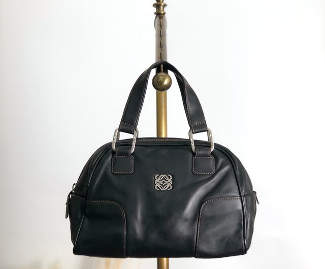 LOEWE　ミニボストン　ショルダー　レザー　アナグラム　ヴィンテージ　バッグ LOEWE 極 美品 袋付き ロエベ ヴィンテージ アナグラム ロゴ
