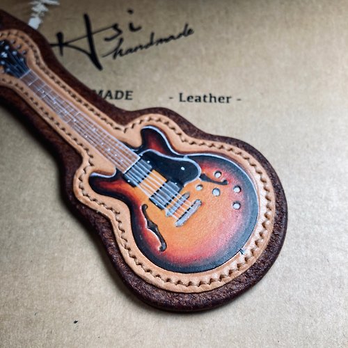 禧手作 HSI handmade 吉他皮雕鑰匙圈/EnjoyYourLife/Guitar/可敲客製英文名/手繪樂器