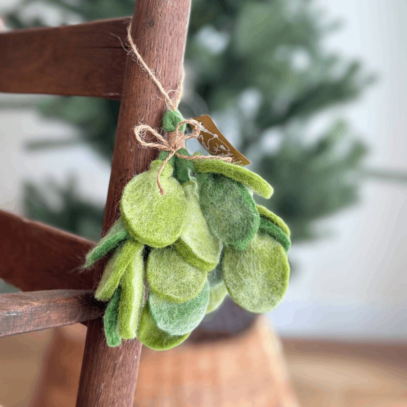 Christmas tree hanging lucky mistletoe Christmas decoration wool felt Christmas hanging ornament Christmas decoration - ของวางตกแต่ง - ขนแกะ 