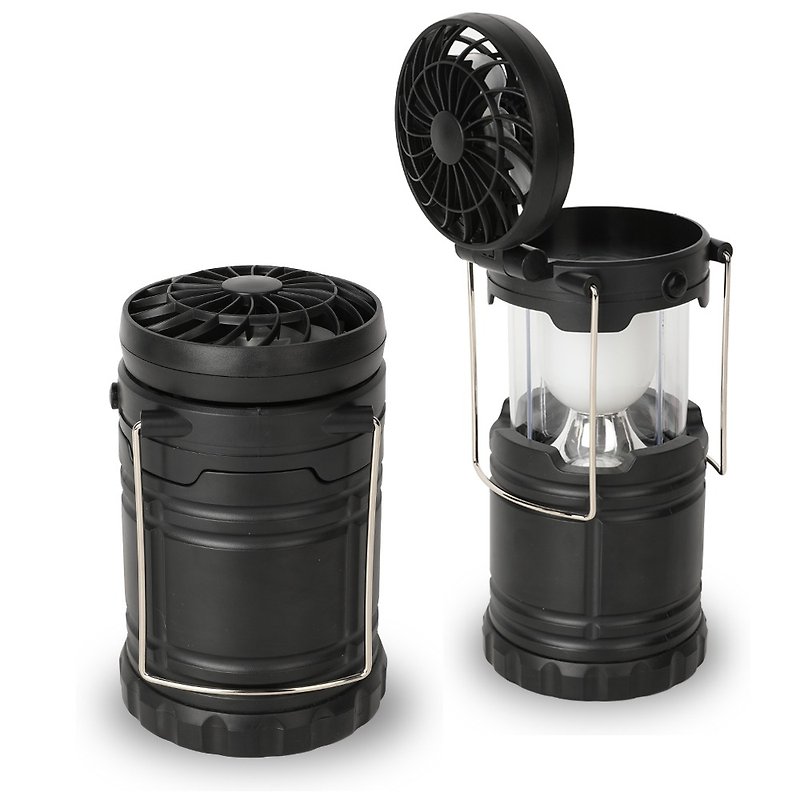 Portable Fan LED Camping Light - ชุดเดินป่า - พลาสติก สีดำ