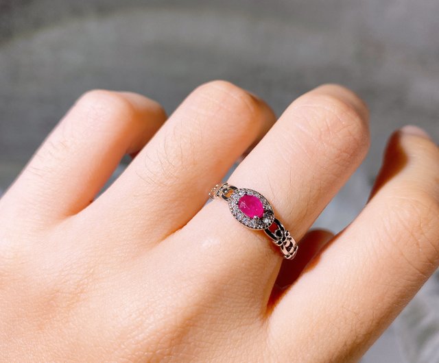 ピンクルビー シルバーリング13号 ヨーロッパとアメリカのライトジュエリーナチュラルピンクルビー038