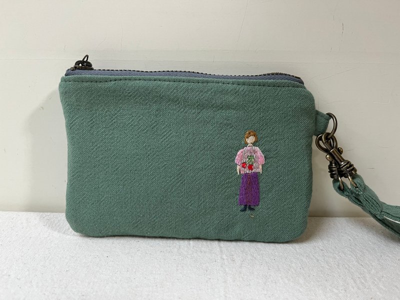 fingirl1000-NO.1019一股刺繡票卡小錢包1000枚女子展 - 零錢包/小錢包 - 棉．麻 
