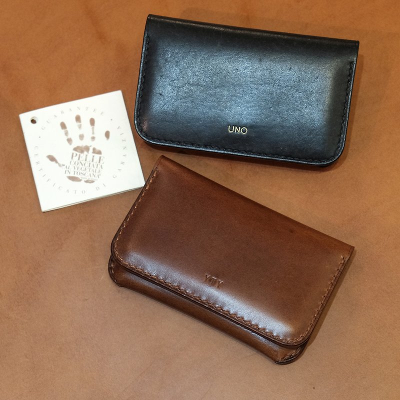 Hand-made business card holder folder Folding name card folder Italian vegetable-tanned leather leather trade associations can do free branded English / Kyrgyzstan - Card Holders & Cases - Genuine Leather 