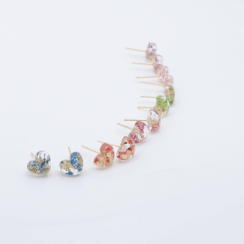 乾燥花飾品|日本樹脂| 14k包金925銀耳飾_ 邱比特 - 耳環/耳夾 - 樹脂 多色