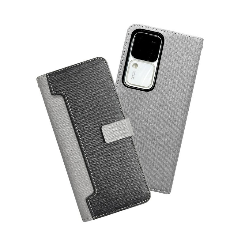 CASE SHOP vivo V30 / V30 Pro前收納側掀皮套-黑 - 手機殼/手機套 - 人造皮革 黑色