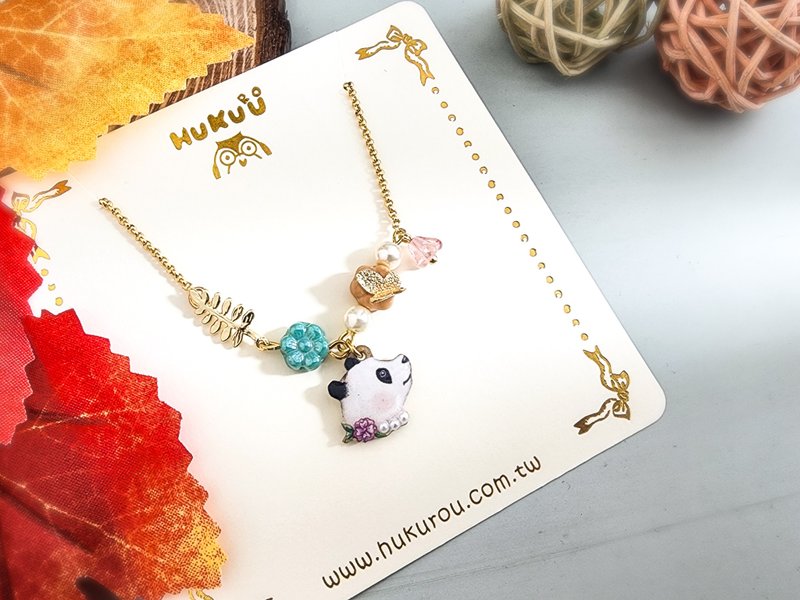 | Panda Paradise | Panda and Butterfly Necklace - Necklaces - Other Materials 