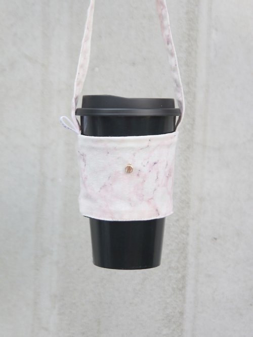 十針十線 粉嫩大理石 環保提袋 杯套 客製化 專屬你的英文吊牌