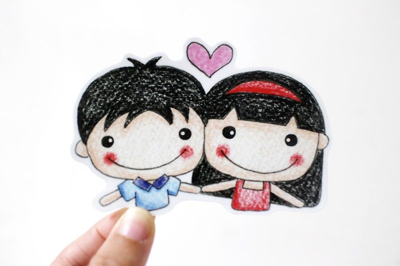 Waterproof sticker (large)_male and female holding hands - Stickers - Waterproof Material 
