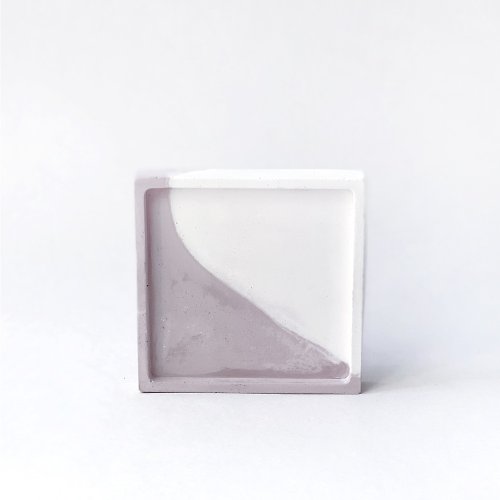 Ninan 泥喃｜水泥手作工作室 (預購) 莫蘭迪粉系列 | 方形雙色水泥底盤 水泥飾品盤