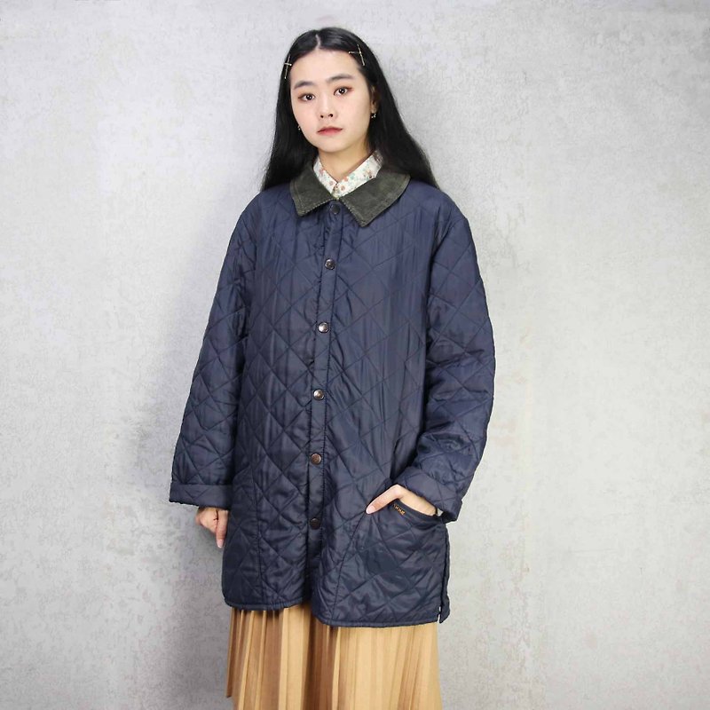 Tsubasa.Y古代の家Barbour001ダークブルーのキルティングジャケット、暖かく保つために軽量の綿のジャケット - アウター メンズ - ナイロン 