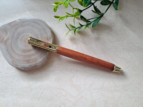 雄讚工坊 花梨木 原木 手工筆 鋼珠筆( 拔蓋式)