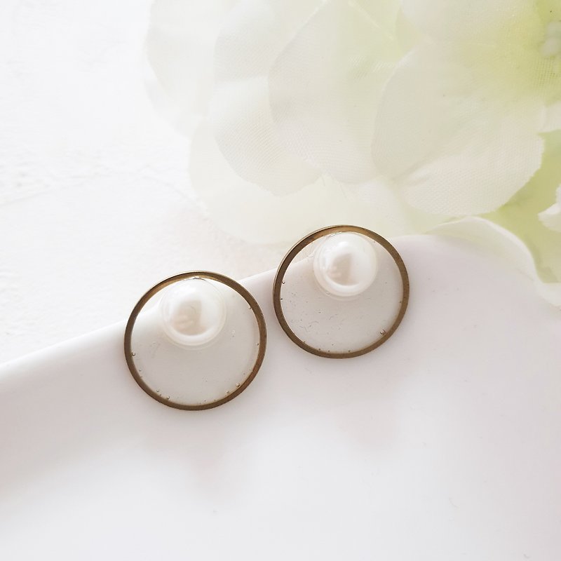This is my tenderness. Pearl- Stainless Steel Ear Pins - Earrings & Clip-ons - Pearl White