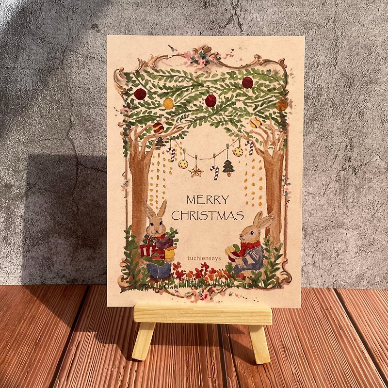 Du Qian Said - クリスマスの手描きのポストカード クリスマスのウサギのスタイル l オリジナルのポストカード l フル NTD150 発送 - カード・はがき - 紙 